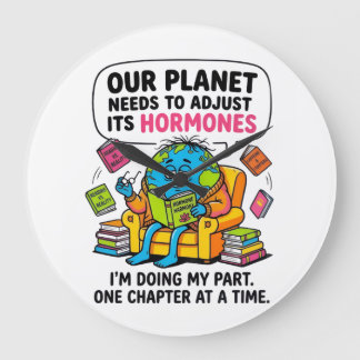 Funny Earth Reading Book - Our Planet Needs To Adj Große Wanduhr