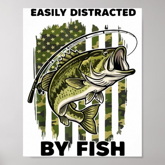 Funny Easily Distracted By Camo B Fish American Fl Poster (Vorne)