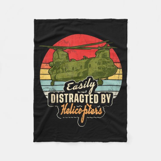 Funny Easily Distracted By Chinook Helicopter Retr Fleecedecke (Vorderseite)