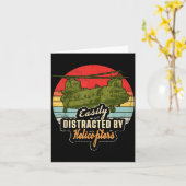 Funny Easily Distracted By Chinook Helicopter Retr Karte (Gelbe Blume)
