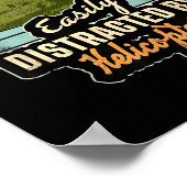 Funny Easily Distracted By Chinook Helicopter Retr Poster (Ecke)