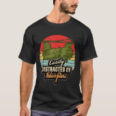 Funny Easily Distracted By Chinook Helicopter Retr T-Shirt (Vorderseite)