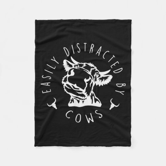 Funny Easily Distracted By Cows Design  Fleecedecke (Vorderseite)