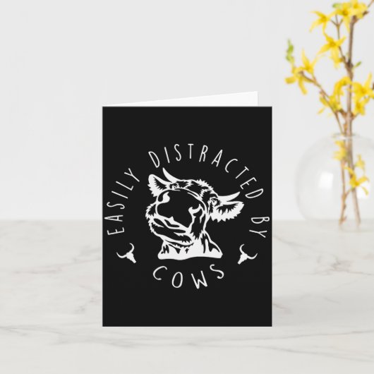 Funny Easily Distracted By Cows Design  Karte (Gelbe Blume)