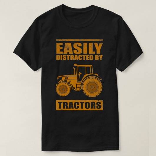Funny Easily Distracted By Tractors Gift Cool Farm T-Shirt (Design vorne)