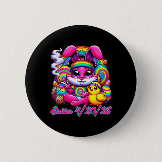 Funny Easter Bunny Chick Smoking  Button (Vorderseite)