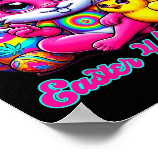 Funny Easter Bunny Chick Smoking  Poster (Ecke)