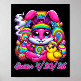 Funny Easter Bunny Chick Smoking  Poster