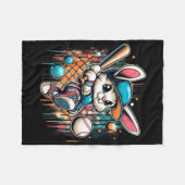 Funny Easter Bunny Playing Bysebyll Osterhase B Fleecedecke (Vorderseite (Horizontal))