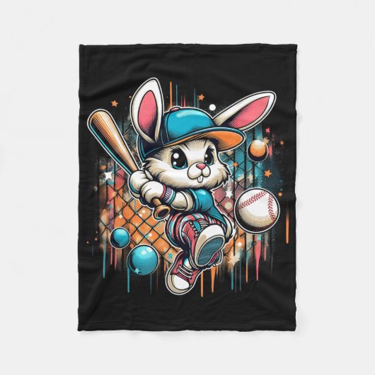 Funny Easter Bunny Playing Bysebyll Osterhase B Fleecedecke (Vorderseite)