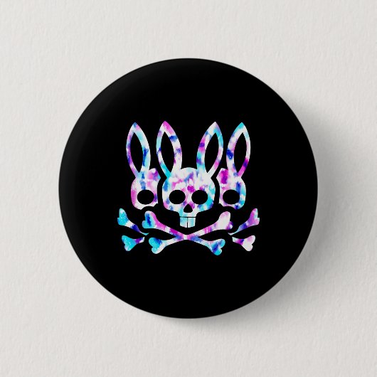 Funny Easter Bunny Retro Gefärbte Krawatte Bunny S Button (Vorderseite)