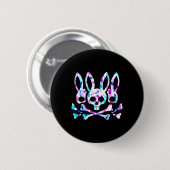 Funny Easter Bunny Retro Gefärbte Krawatte Bunny S Button (Vorne & Hinten)