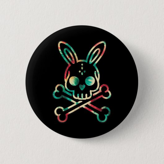 Funny Easter Bunny Retro Gefärbte Krawatte Bunny S Button (Vorderseite)