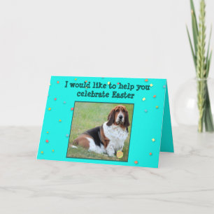Funny Easter Card w/Basset Hound, Basket, & Candy Feiertagskarte