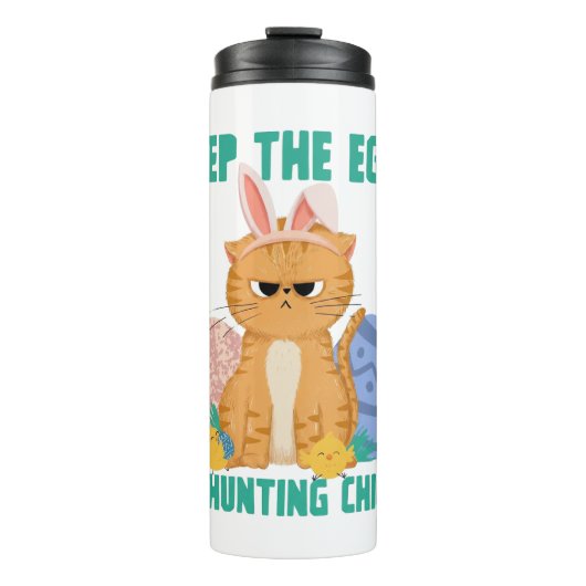 Funny Easter Cat Keep The Eggs Hunting Chicks Thermosbecher (Vorderseite)