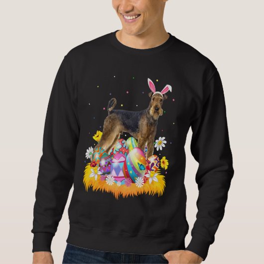 Funny Easter Egg Airedale Terrier Dog Osterfest Sweatshirt (Vorderseite)