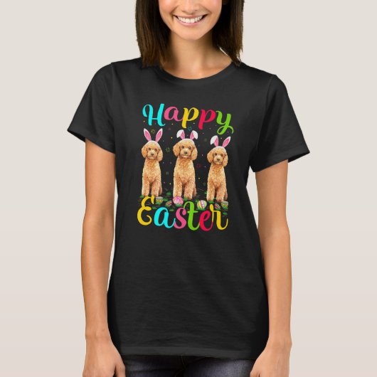 Funny Easter Egg Bunny Toy Poodle Dog Happy Osterf T-Shirt (Vorderseite)