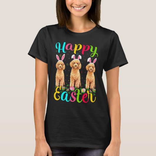 Funny Easter Egg Bunny Toy Poodle Dog Happy Osterf T-Shirt (Vorderseite)