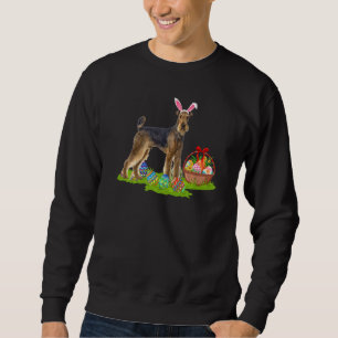 Funny Easter Egg Hunt Bunny Airedale Terrier Dog E Sweatshirt