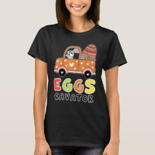 Funny Easter Egg Hunt Bunny Cavator Tractor Boys E T-Shirt