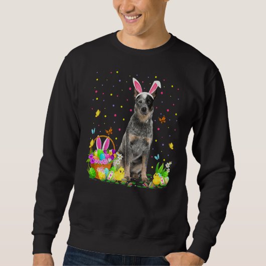 Funny Easter Egg Hunting Blue Heeler Dog Easter Su Sweatshirt (Vorderseite)