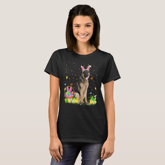 Funny Easter Egg Hunting German Shepherd Dog Easte T-Shirt (Vorne ganz)
