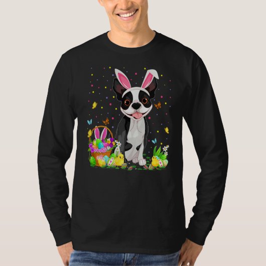 Funny Easter Egg Jagen Boston Terrier Dog Oster T-Shirt (Vorderseite)