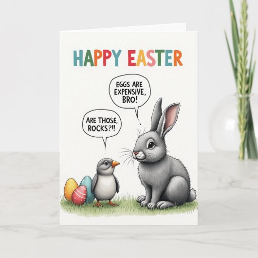Funny Easter Eggs Message Card Karte (Vorderseite)