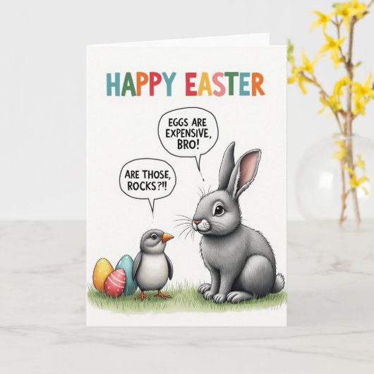 Funny Easter Eggs Message Card Karte (Gelbe Blume)