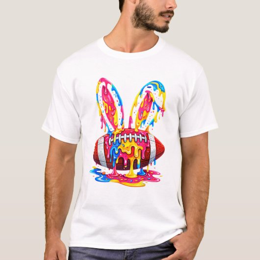 Funny Easter Football Bunny Ears Paint Drip Graphi T-Shirt (Vorderseite)