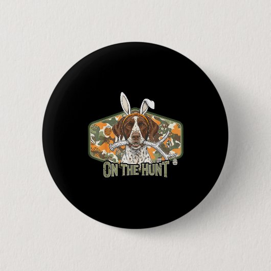 Funny easter labrador retriever on the hunt bunny button (Vorderseite)