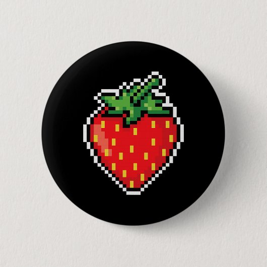 Funny Easy Halloween Costume Pixel Strawberry 80er Button (Vorderseite)