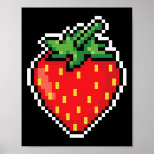Funny Easy Halloween Costume Pixel Strawberry 80er Poster