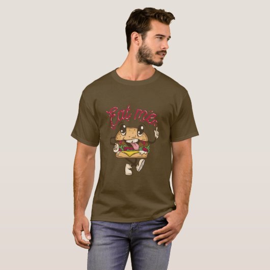 Funny Eat Me Cheeseburger T - Shirt (Vorne ganz)