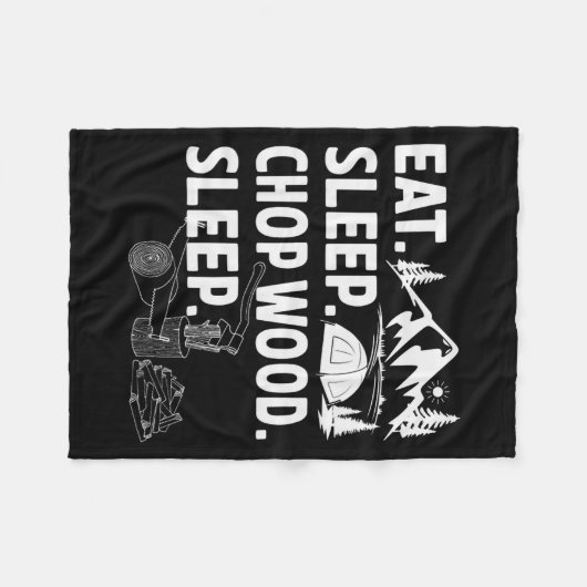 Funny Eat Sleep Chop Wood Repeat Lumberjack Fleecedecke (Vorderseite (Horizontal))