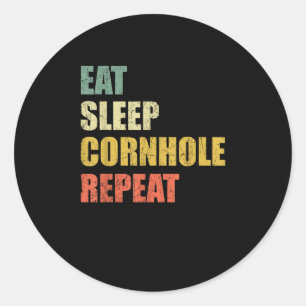 Funny Eat Sleep Cornhole Wiederholung Runder Aufkleber