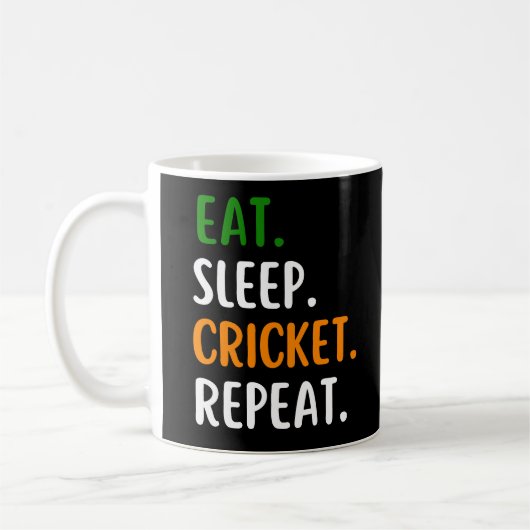 Funny Eat Sleep Cricket Wiederholung Kaffeetasse (Links)
