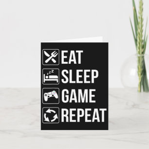 Funny Eat Sleep Game Wiederholung für Videospiele Karte