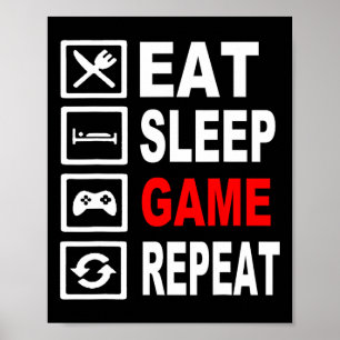 Funny Eat Sleep Game Wiederholung für Videospiele  Poster
