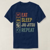 Funny Eat Sleep Jiu jitsu Repeat Distressed Retro T-Shirt (Design vorne)