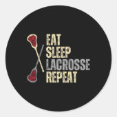 Funny Eat Sleep Lacrosse Wiederholung Lacrosse Spi Runder Aufkleber (Vorderseite)