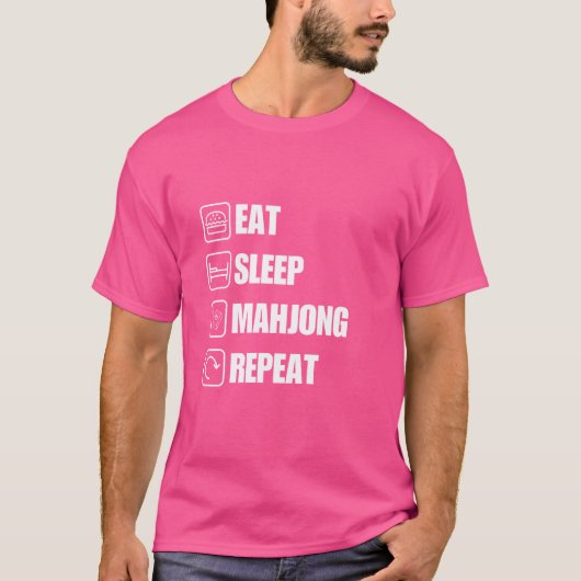 Funny Eat Sleep Mahjong Repeat T-Shirt (Vorderseite)