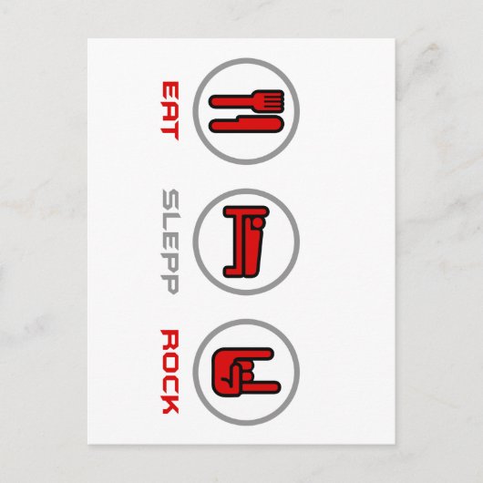 Funny Eat Sleep Rock Postkarte (Vorderseite)