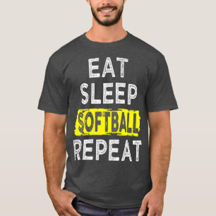 Funny Eat Sleep Softball Wiederholung Baseball Spi T-Shirt
