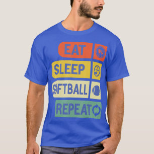 Funny Eat Sleep Softball Wiederholung Baseball Spi T-Shirt