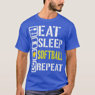 Funny Eat Sleep Softball Wiederholung Baseball Spi T-Shirt