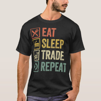 Funny eat sleep trade wiederholen Retro Vintages G T-Shirt