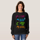 Funny Eat Sleep Warrior Cat Repeat Cool Cat Design Sweatshirt (Vorne ganz)