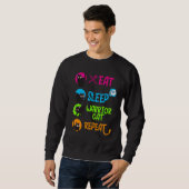 Funny Eat Sleep Warrior Cat Repeat Cool Cat Design Sweatshirt (Vorne ganz)