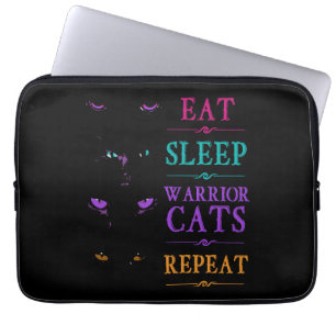 Funny Eat Sleep Warrior Katzen wiederholen Funny C Laptopschutzhülle